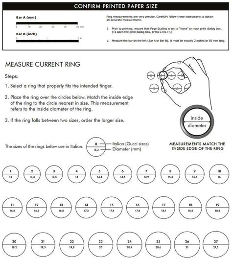 Gucci ring size chart